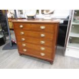 A Victorian mahogany plan chest, round cornered with brass cup handles, five drawer front, 93cm x