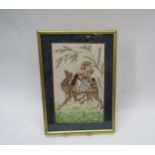 An indian painting on silk depicting the romantic tale of Dhola and Maru in Rajasthan, 30.5cm x 21cm