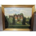 Dated 1900 oil on canvas depicting country house, 40cm x 50cm