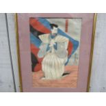A Japanese woodblock print depicting a warrior signed, 35cm x 24cm