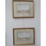 GODFREY SAYERS (XX-XXI) "Morston Marsh 1" and "Pinchers Creek", watercolours, 16.5cm x 26cm
