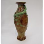 A Royal Doulton Mark V Marshall vase decorated with a bright green dragon in high relief on a