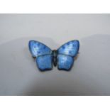 A Marius Hammer enamel butterfly brooch in pale blue, antennas missing stamped 930s