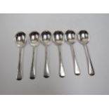 Six silver soup spoons Kemp Brothers, London 1929, with monogram handles, 318g