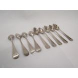 Nine Dutch silver teaspoons/coffee spoons, 123g