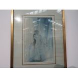 Two framed and glazed early 20th Century watercolours of female figures, details verso, 27cm x 17cm