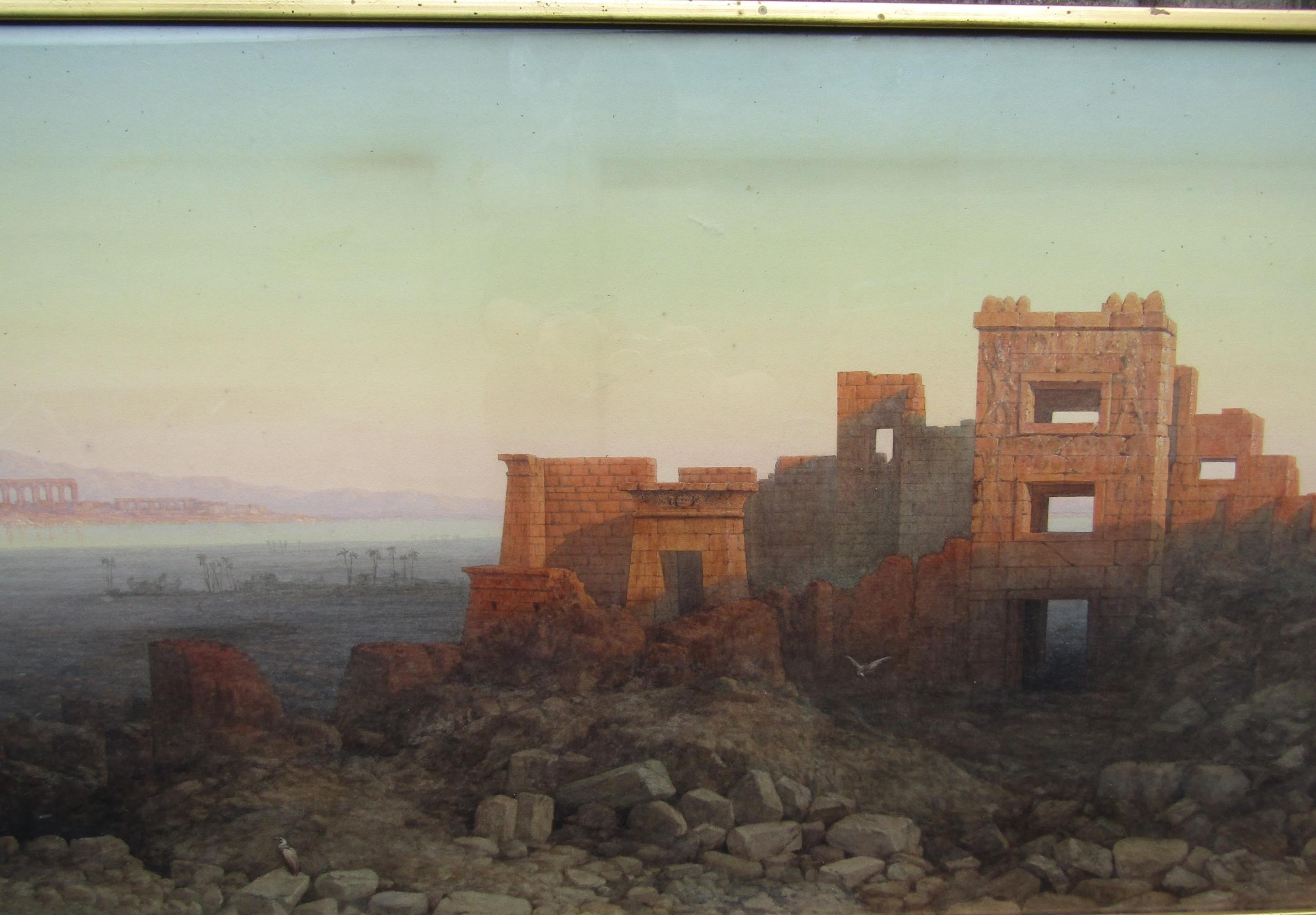 CHARLES VACHER (1818-1883): A late 19th Century landscape depicting Palace of Ramesses III ruins - Image 3 of 6