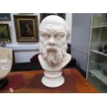 Grand Tour late 19th Century carved marble bust of Greek Philosopher Socrates, on socle, unsigned,