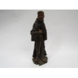 An 18th Century carved wooden Religious figure of a gentleman, 32cm
