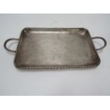 A George III Susannah Barker silver twin handled tray of small proportions with faded lion crest the