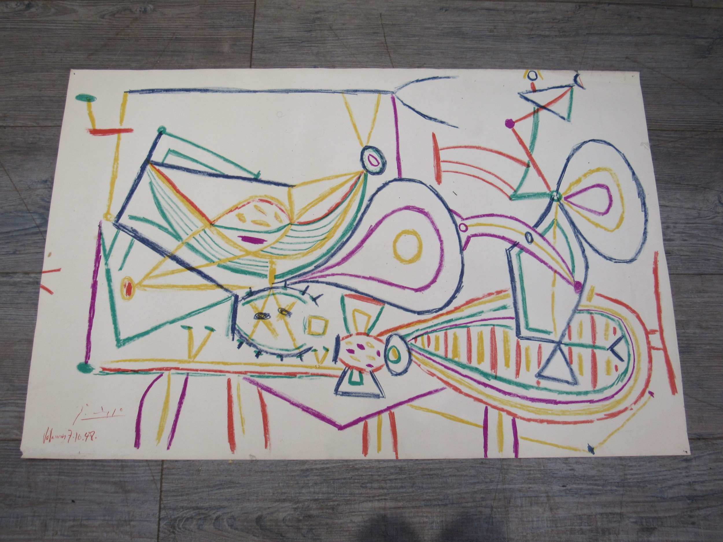 After Pablo Picasso - Schools Prints compostion lithograph, 1948, signed in the print. Unframed.