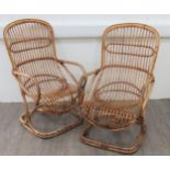 A pair of 1970's Italian bamboo cantilever chairs by Tito Agnoli for Bonacina. 106cm high