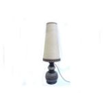 A West German Pottery floor lamp, twin bulb, with mottled brown glazes, original shade. Overall