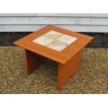 A Danish Gangso square teak coffee table circa 1980's with inset tiles, design attributed to Poul H.