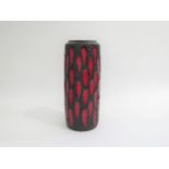 A West German Scheurich Pottery Fat Lava vase in red and black volcanic glazes, No. 532-28 to