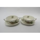 Two Midwinter "Plant Life" patterned soup bowls and saucers, designed by Terence Conran. Bowls 12.