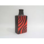 A West German Scheurich Pottery Fat Lava vase in red and black volcanic glazes. No.281-30 to base (