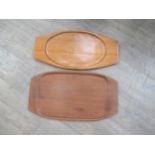 Two plywood serving trays, largest 61cm x 33.5cm