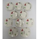 A collection of Midwinter "Toadstools" pattern dinnerwares designed by Jessie Tait to include soup