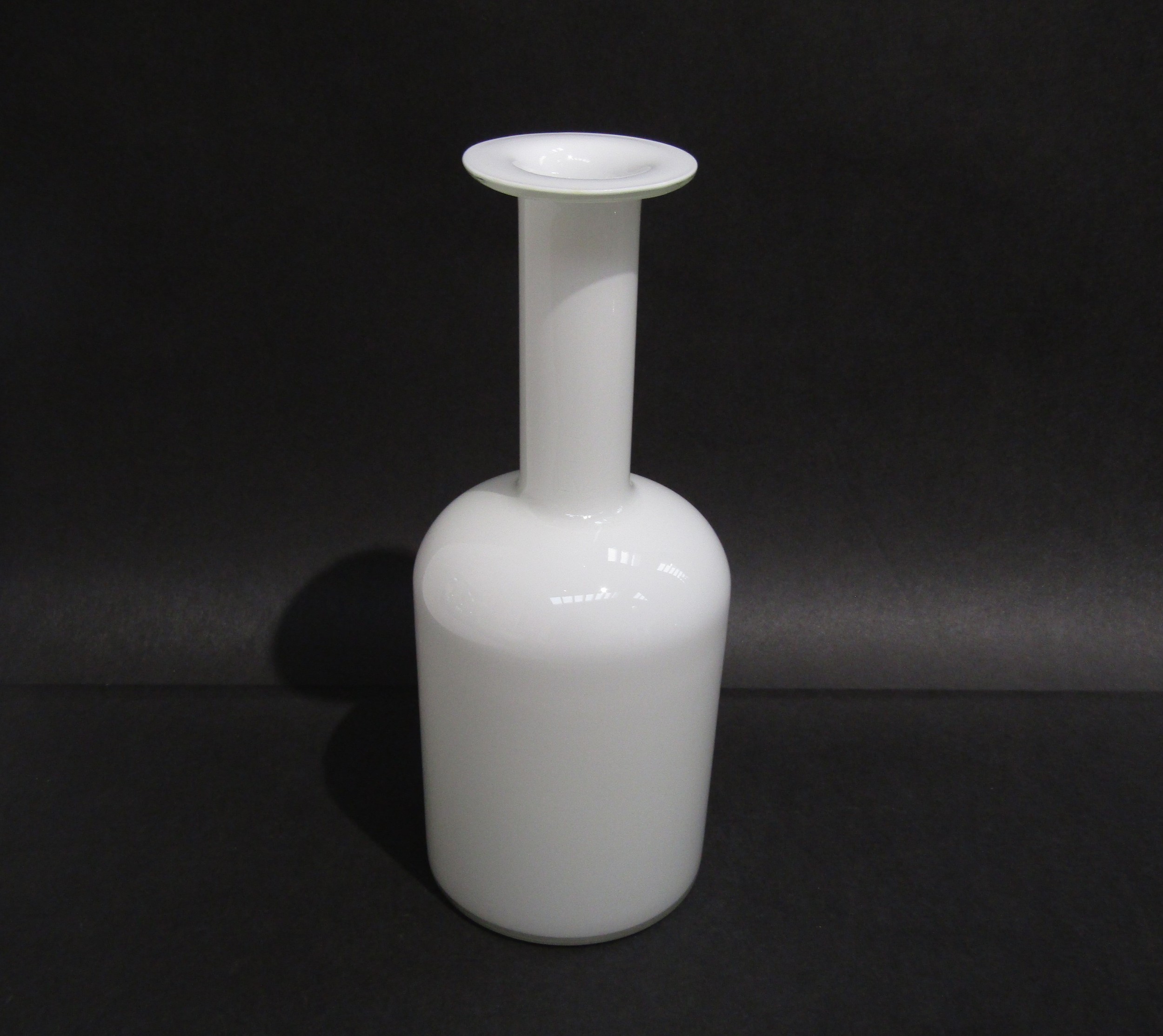 A Holmegaard "Gul" vase in opal glass designed in 1960's by Otto Brauer, 37cm high