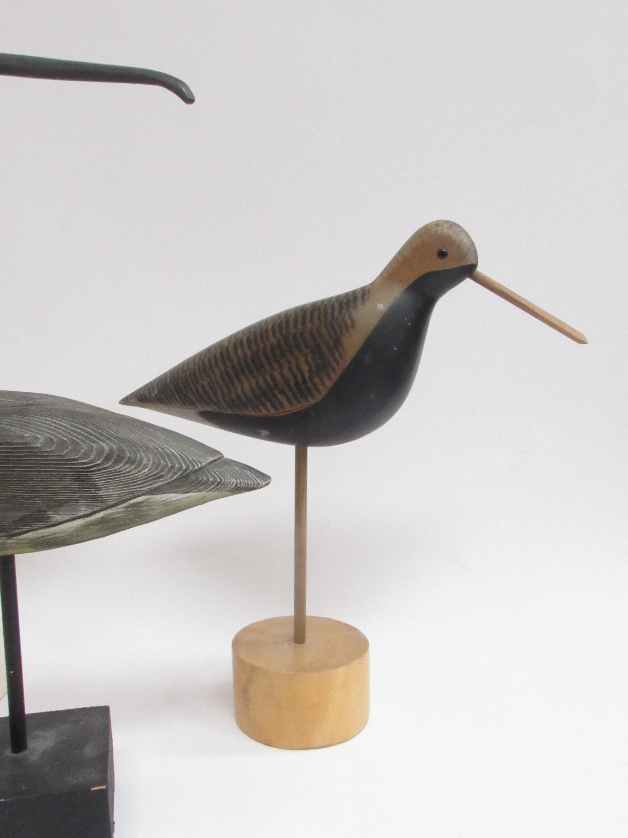 Three carved hand painted wooden bird sculptures in the style of Guy Taplin. Tallest 43cm - Image 3 of 3