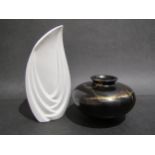 TONY LAVERICK (b.1961) Two items of pottery including a white glazed vase, 24cm high and black and