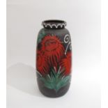 A Scheurich West German ceramic vase 284/53 marked base flower decoration fat lava, 53cm high