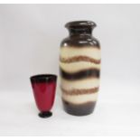 A West German Pottery floor vase in brown and cream banding, No. 291-45 to base, 45cm high. Together