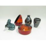 A collection of Poole Pottery including modern Living glazes - Candle holder, lidded pot, two