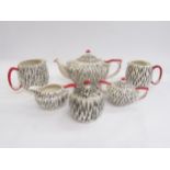 A collection of Sadler Pottery teawares etc including teapot, sugar, milk jugs in black vertical