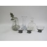 A collection of Holmegaard Glass including Canada range dishes, Jacob Bang bottle decanter,