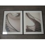 Two framed photographic art prints of stair cases. Image size 40cm x 30cm