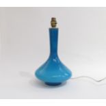 A blue cased Holmegaard glass lamp base, 36cm high overall. (Collectors Electrical Item, See