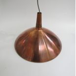 A Danish copper ceiling lamp. Fog & Morup style. 40.5cm diameter (Collectors Electrical Item, See