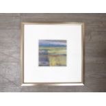 An original framed abstract landscape work on paper in the style of Barbara Rae, initialled DW and