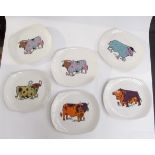 A set of six Beefeater steak plates by English Ironstone Pottery Ltd, each plate 24cm x 28cm