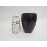 An Upsala Ekeby Pottery vase with purple textured glaze by Ingrid Atterberg, 14.5cm high. Plus a