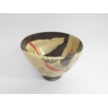 BEN FOSKER (b.1960) A studio pottery pedestal bowl, painted design, incised 'B' to base. 17.5cm