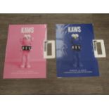 KAWS - Two Austrailian art exhibition posters for the 2019 HGV show, one pink and one blue,