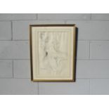 TREVOR WILLOUGHBY (1926-1995). A framed and glazed pencil on paper, reclining female nude. Signed