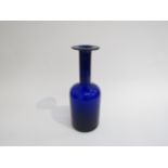 A Holmegaard blue glass "Gul" vase designed by Otto Brauer, 25.5cm high