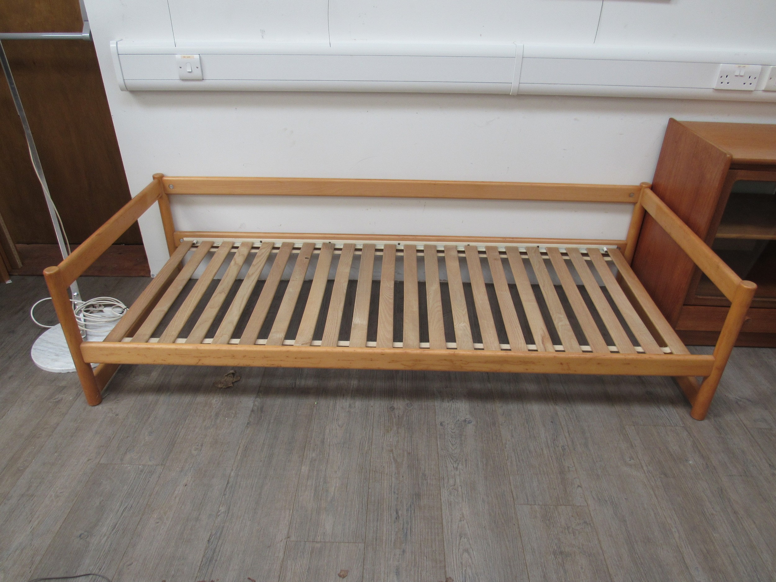 A 1970's Habitat day bed frame, 198cm x 83cm x 50cm high