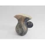 A Troika style studio pottery jug of abstract form and rough textured body, unmarked. 17cm high