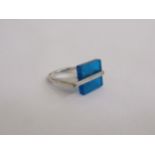 A Modernist Lucite and Sterling silver ring by Teresa Gonzalez for Tego & Co. Size between L-M.