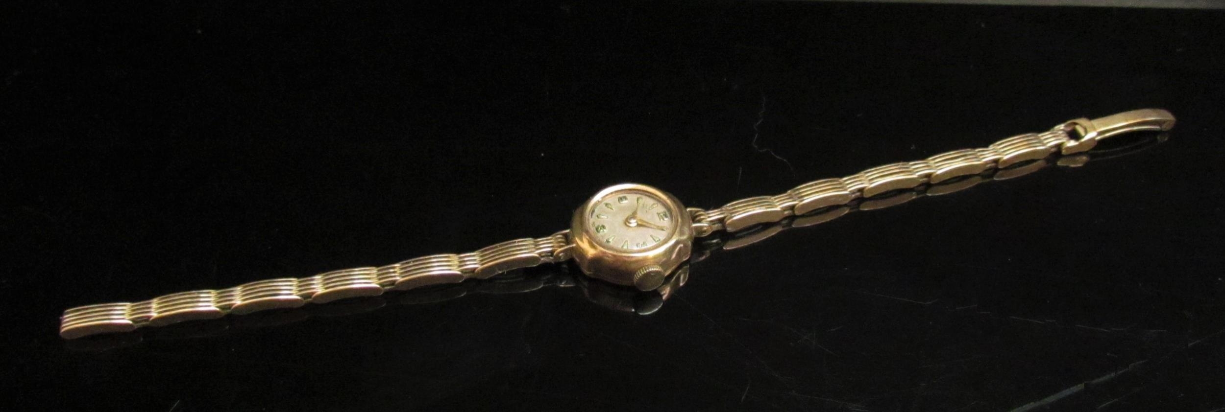 A lady's 9ct gold bracelet wristwatch, boxed, 11.6g - Image 2 of 3