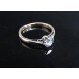 A gold diamond solitaire, 0.50ct approx. Size I/J, stamped 18ct, 2.1g