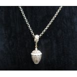 A Cassandra Goad 9ct gold belcher chain, 88cm long hung with a 9ct gold pine cone shaped pendant,