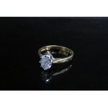 An 18ct gold oval cut diamond solitaire, 0.70ct approx. Size O. 3.3g