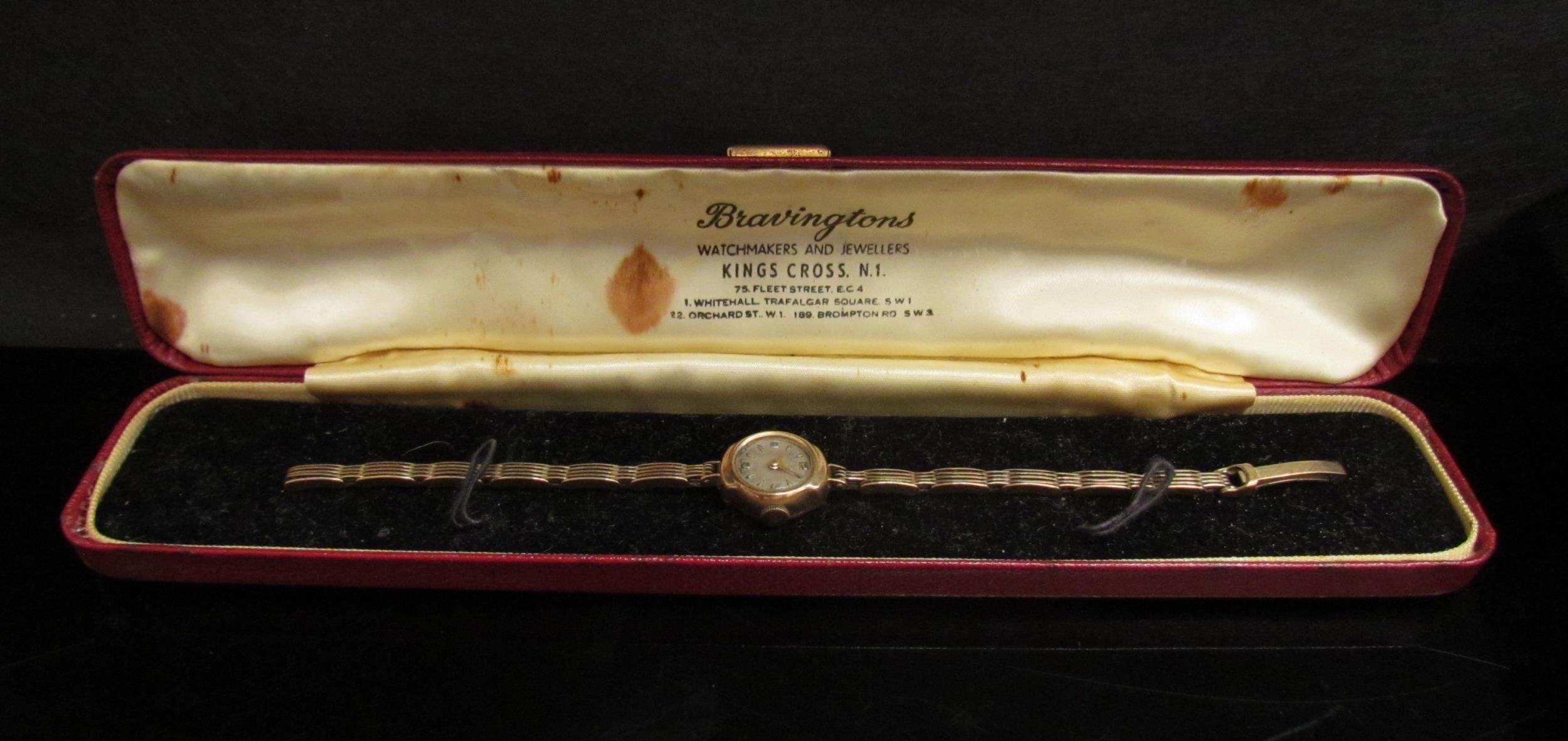 A lady's 9ct gold bracelet wristwatch, boxed, 11.6g