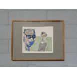 JOHN KIKI (b.1943) A framed but unglazed monoprint, untitled figures. Pencil signed and dated '95.